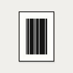 Screen print of vertical bars, framed in black-stained oak